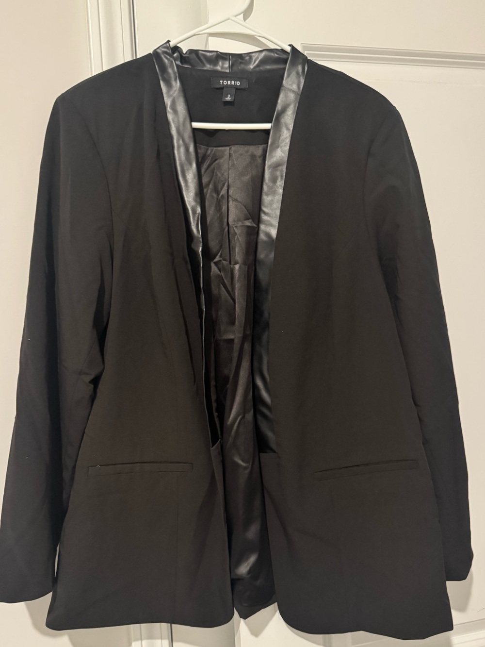 Torrid Black Faux Leather Open Blazer